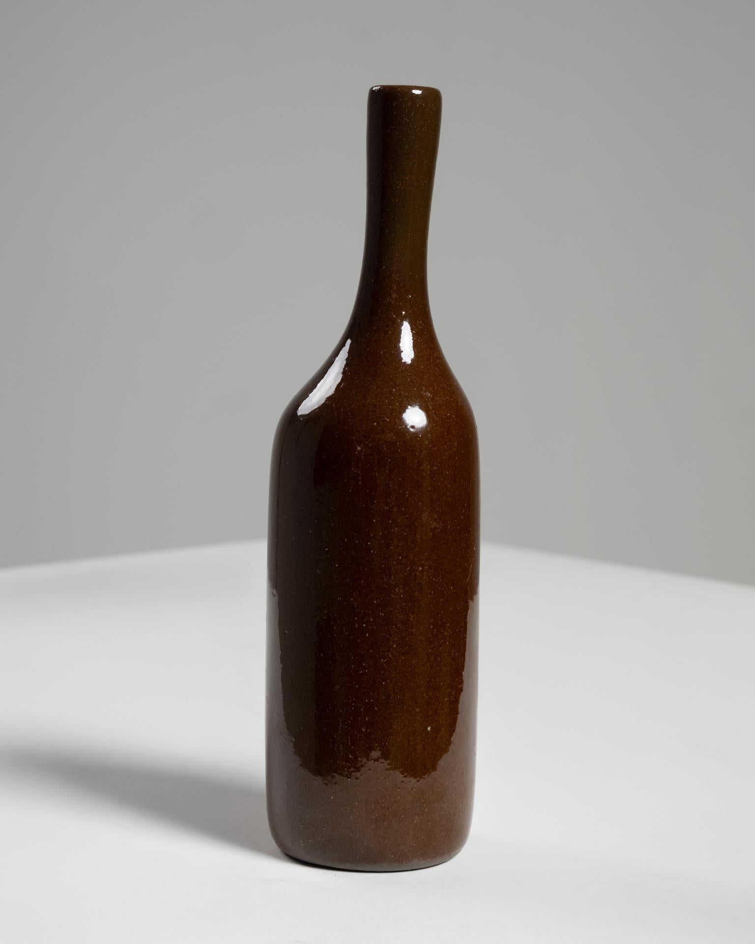 Jarrón de cerámica esmaltada marrón Jacques (1926-2008) et Dani (1933-2010) RUELLAND Glaseado en venta
