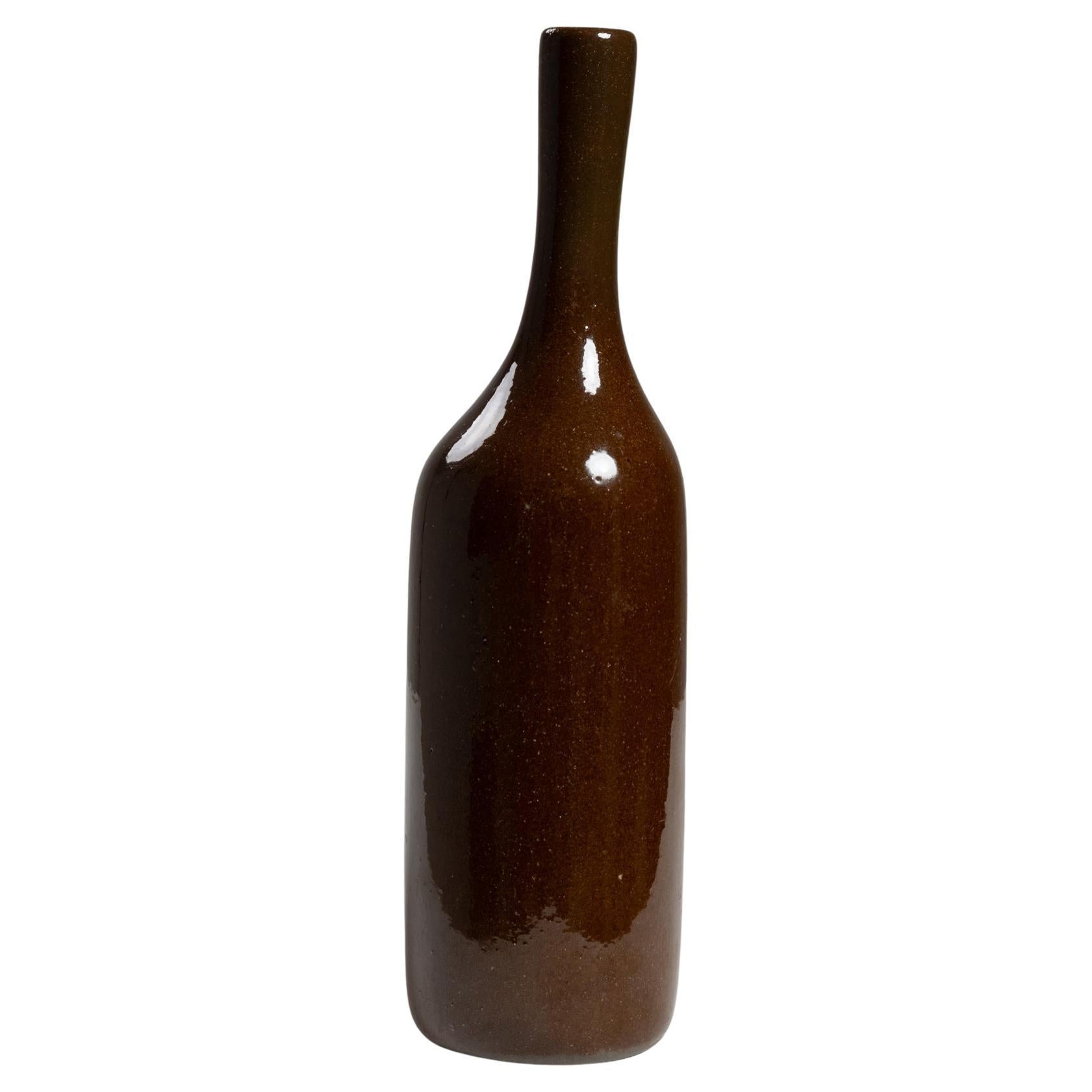 Brown glazed ceramic vase Jacques (1926-2008) et Dani (1933-2010) RUELLAND