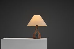 Brown Glazed Chamotte Table Lamp by Fridtjof Sejersen, Denmark ca 1960s