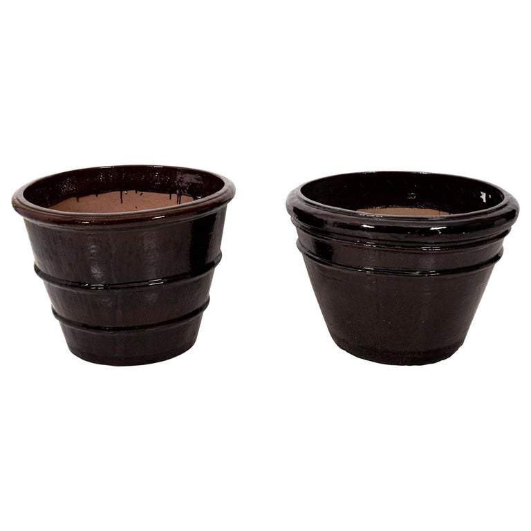 Brown Glazed Garden Containers For Sale at 1stDibs
