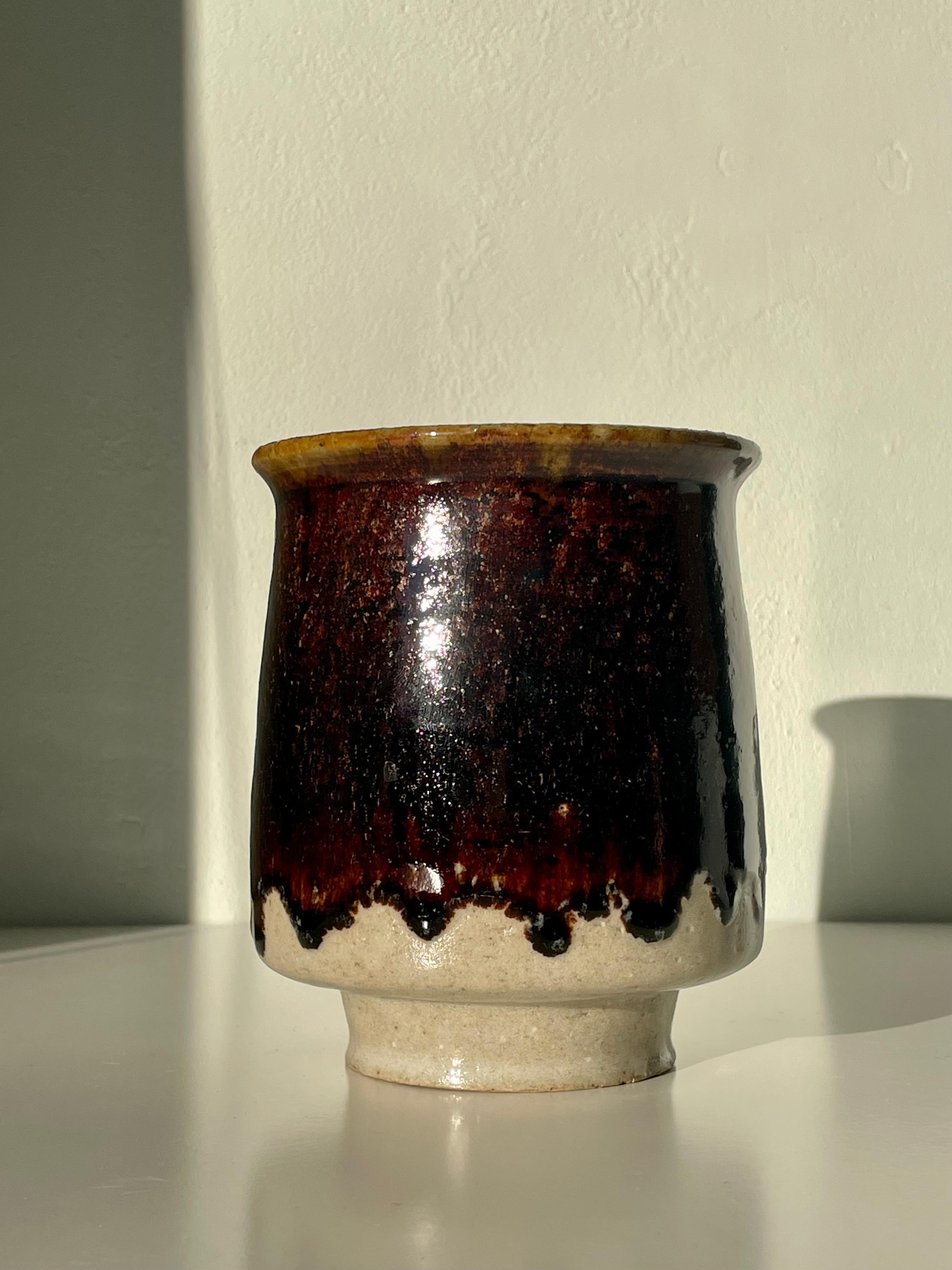 Danish Brown Glazed Midcentury Stoneware Planter, 1960s For Sale