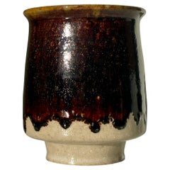 Brown Glazed Midcentury Stoneware Planter, 1960s