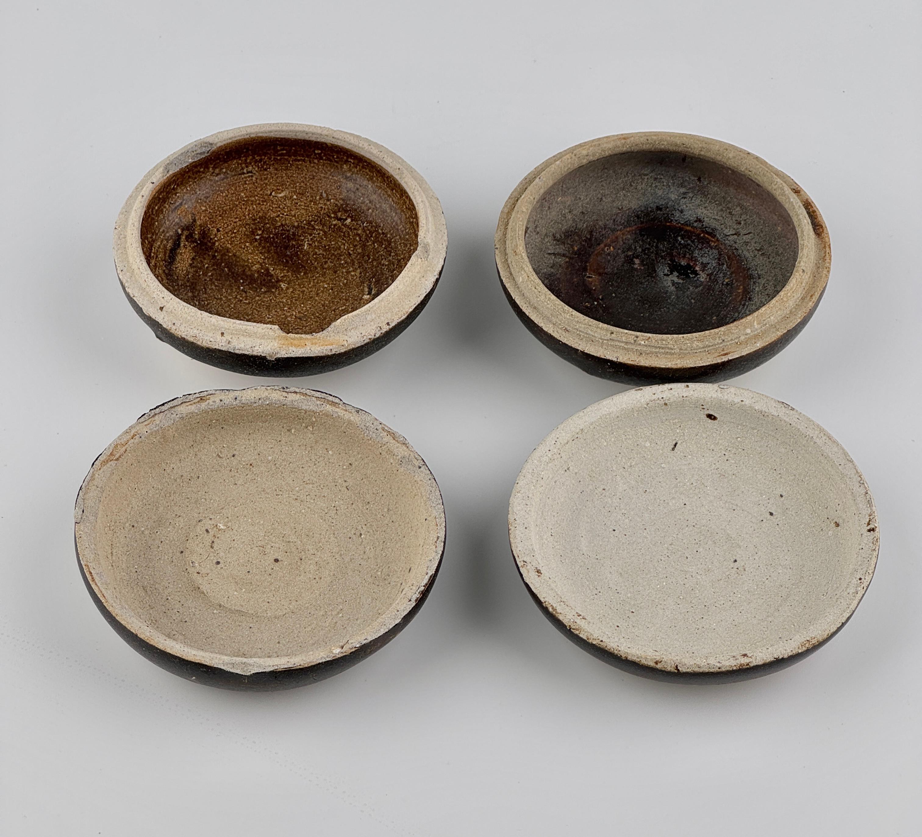 Pottery Brown-Glazed Moulded Box And Cover, Fujian Kiln, Yuan-Ming Dynasty For Sale