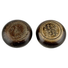 Brown-Glazed Moulded Box And Cover, Fujian Kiln, Yuan-Ming Dynasty