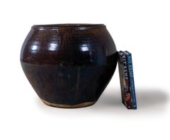 Tarro de almacenaje esmaltado marrón