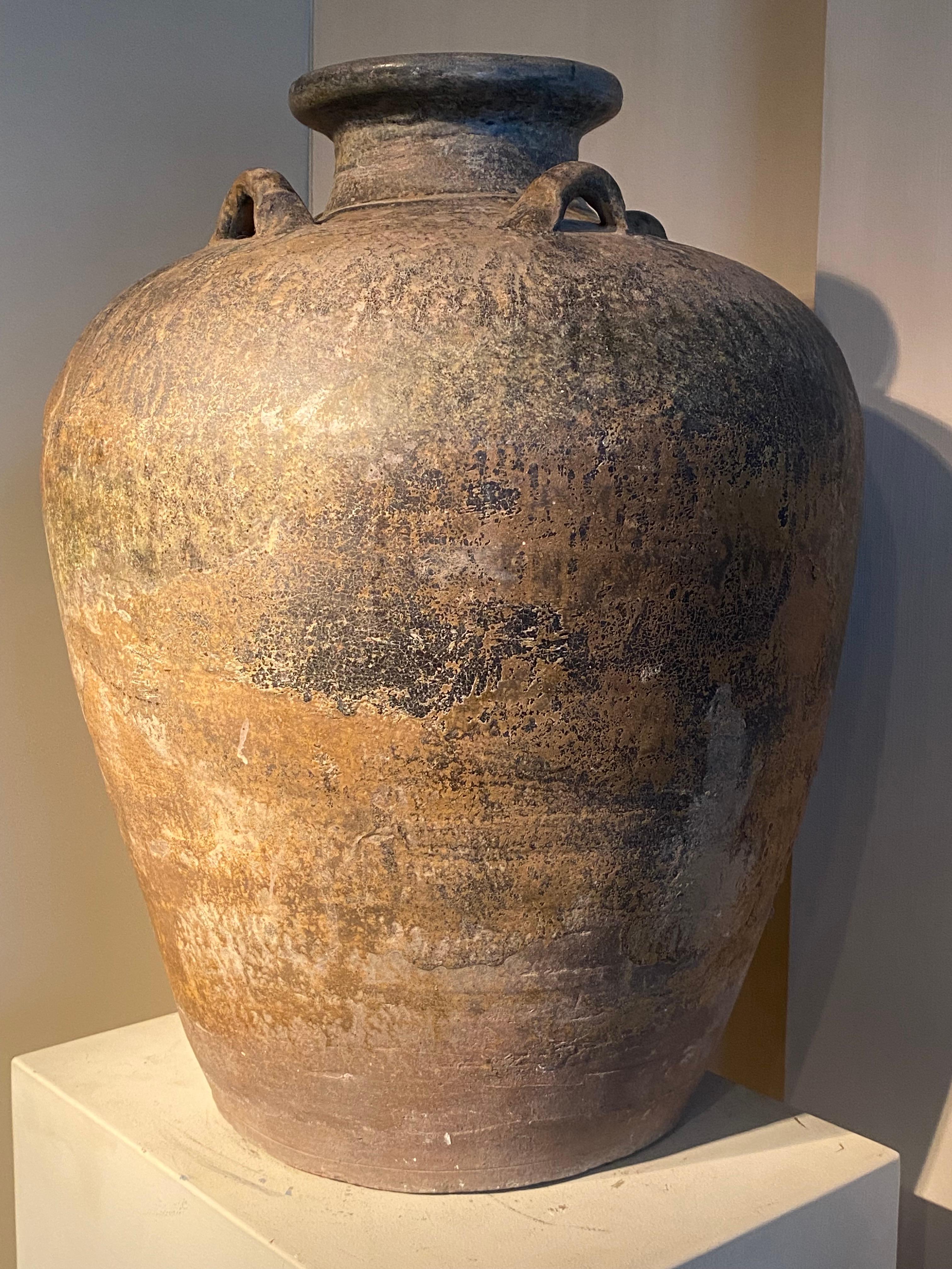 Terracotta Vaso di terracotta smaltata marrone in vendita