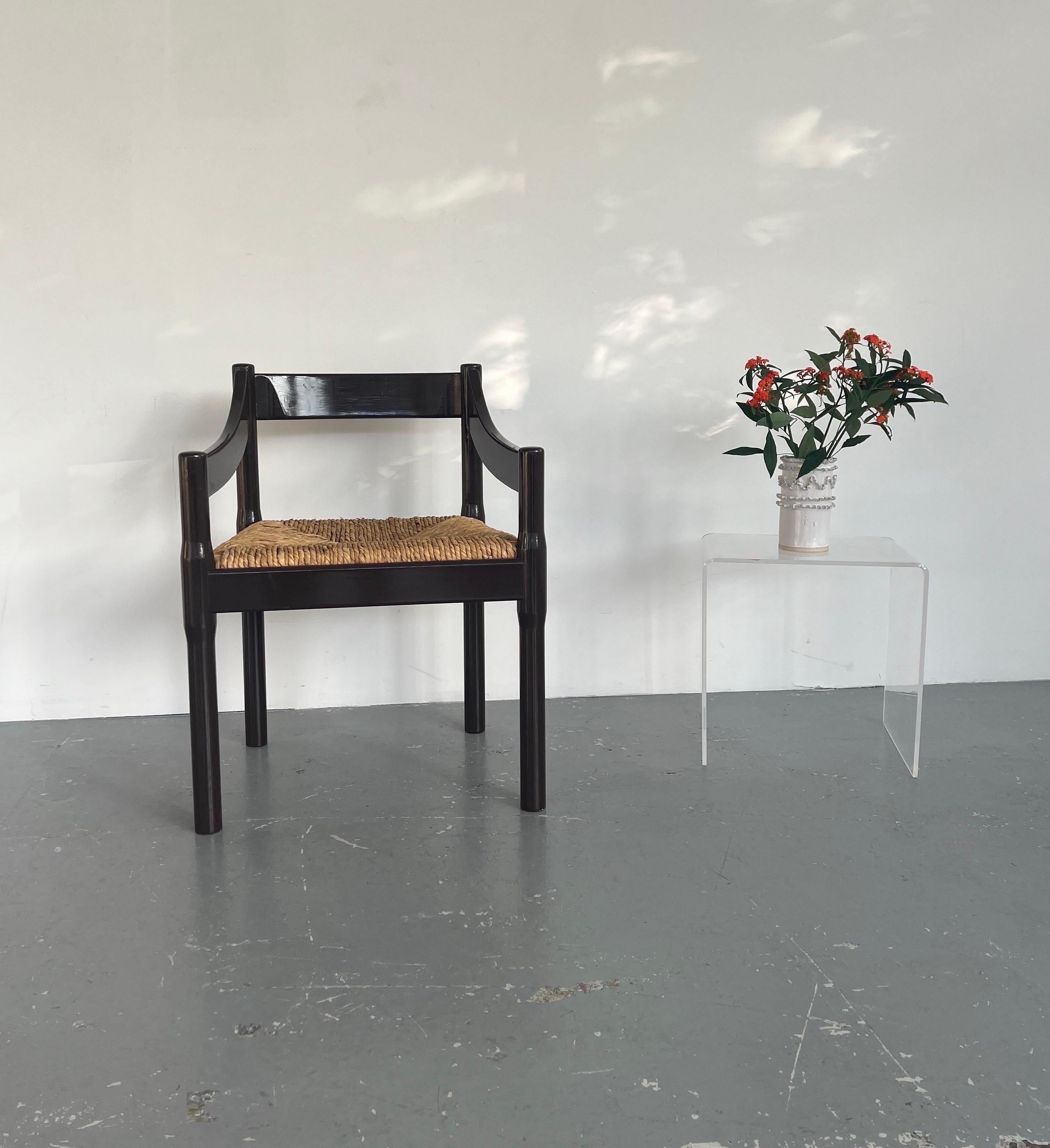 Italian Brown Glossy Carimate Chair by Vico Magistretti 