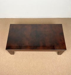 Brown Goatskin and Brass Coffee Table Attributed to Aldo Tura, Italy, 1960s