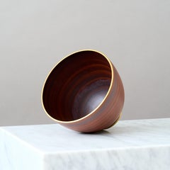 Bol en grès Art déco brun et or par Gunnar Nylund pour ALP, Suède, années 1930.