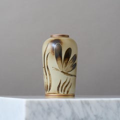 Brown & Gold Art Deco Stoneware Vase by Gunnar Nylund for ALP, Sweden, 1930s.