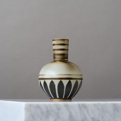 Braun-goldene Art-déco-Steinzeugvase von Gunnar Nylund für ALP, Schweden, 1930er Jahre.