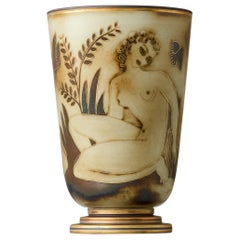 Brown & Gold Art Deco Stoneware Vase by Gunnar Nylund for ALP, Sweden, 1930s.