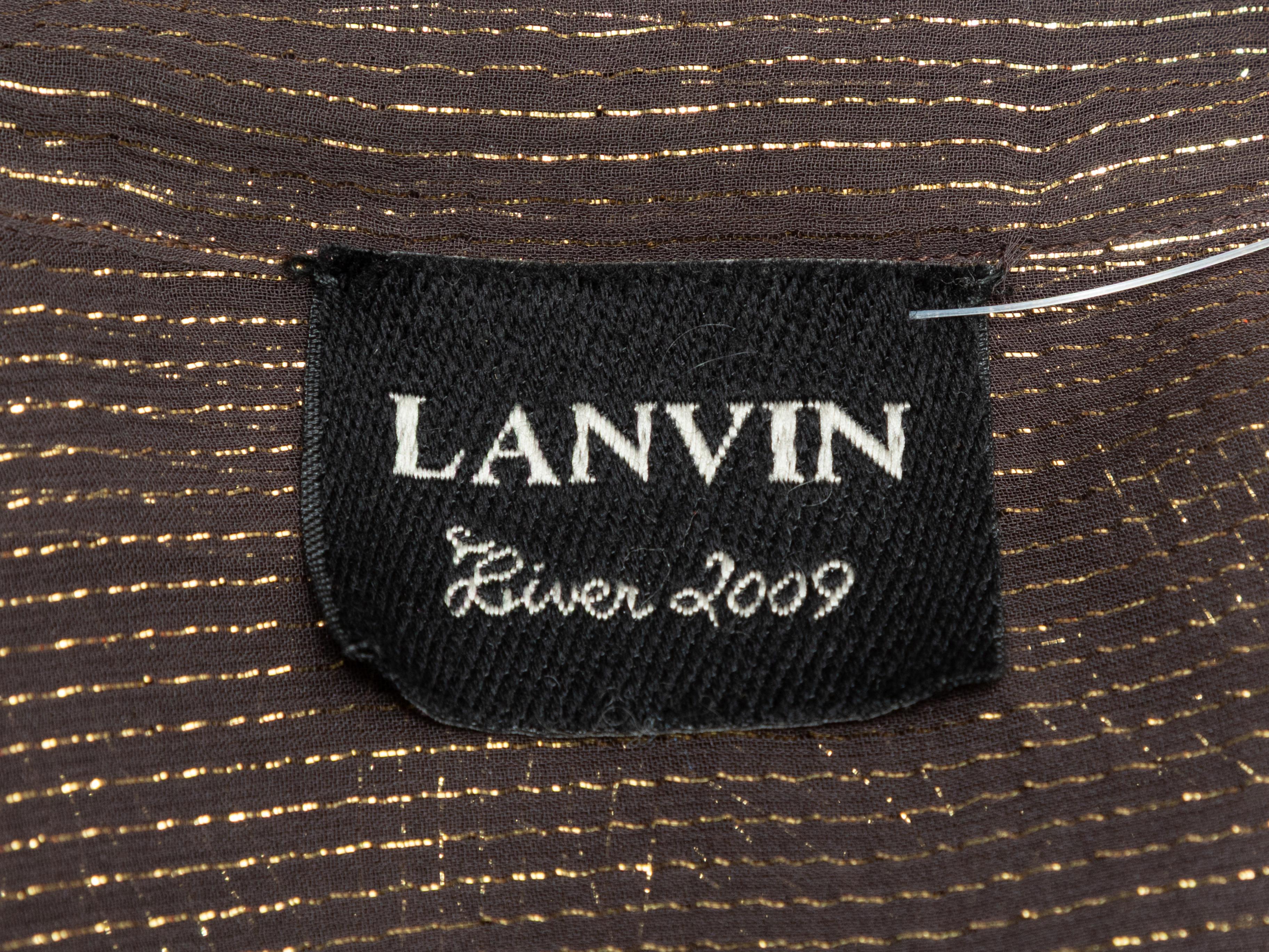 Women's Brown & Gold Lanvin Metallic Button-Up Top Size FR 38 For Sale