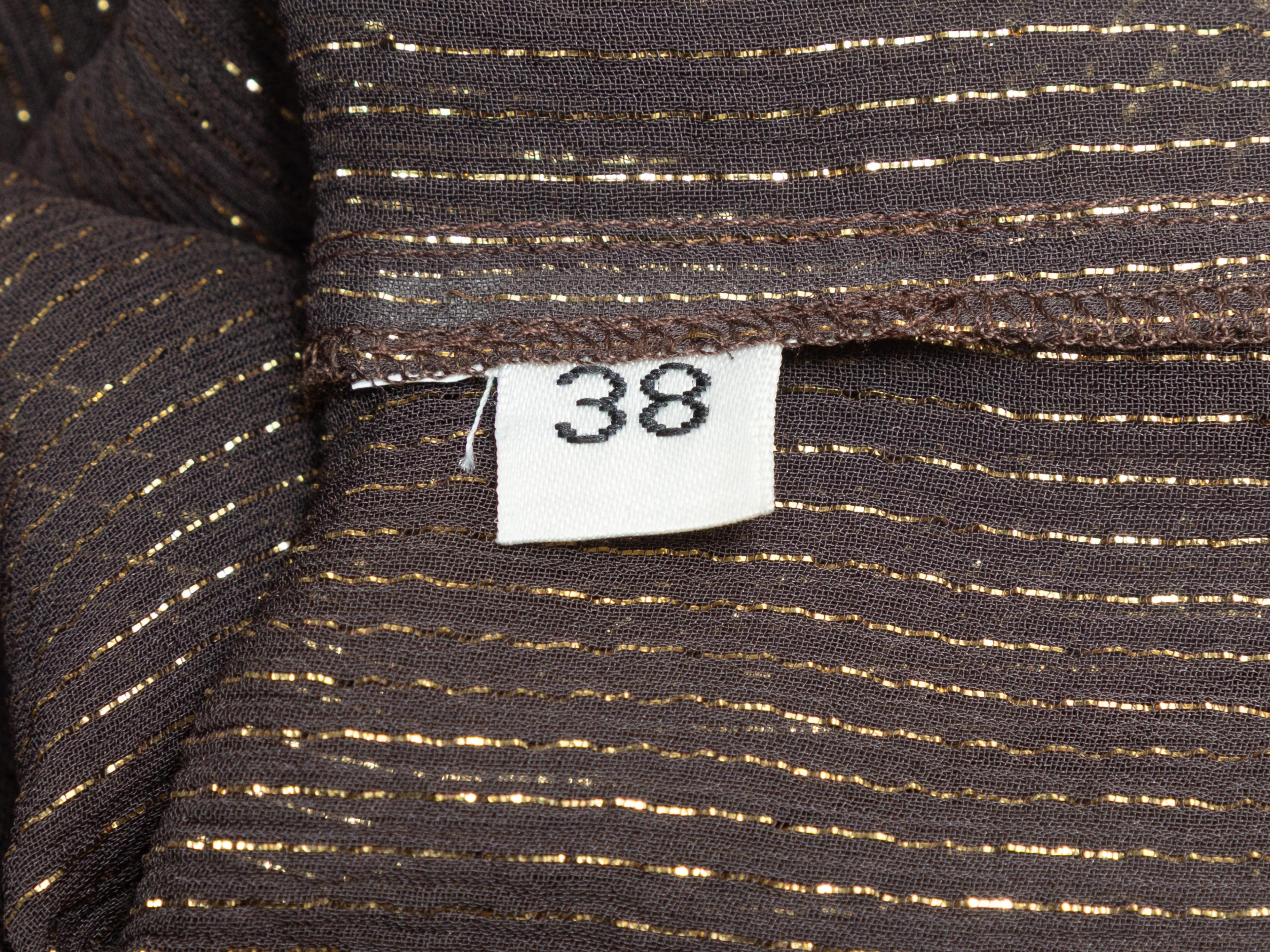 Brown & Gold Lanvin Metallic Button-Up Top Size FR 38 For Sale 1