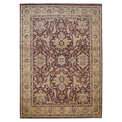 Brown Gold Spanish Oushak Style Wool Rug 9'11''x13'11''