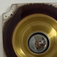 Brown Gold Square Ceramic Messing Wall Lights , Germany, 1970