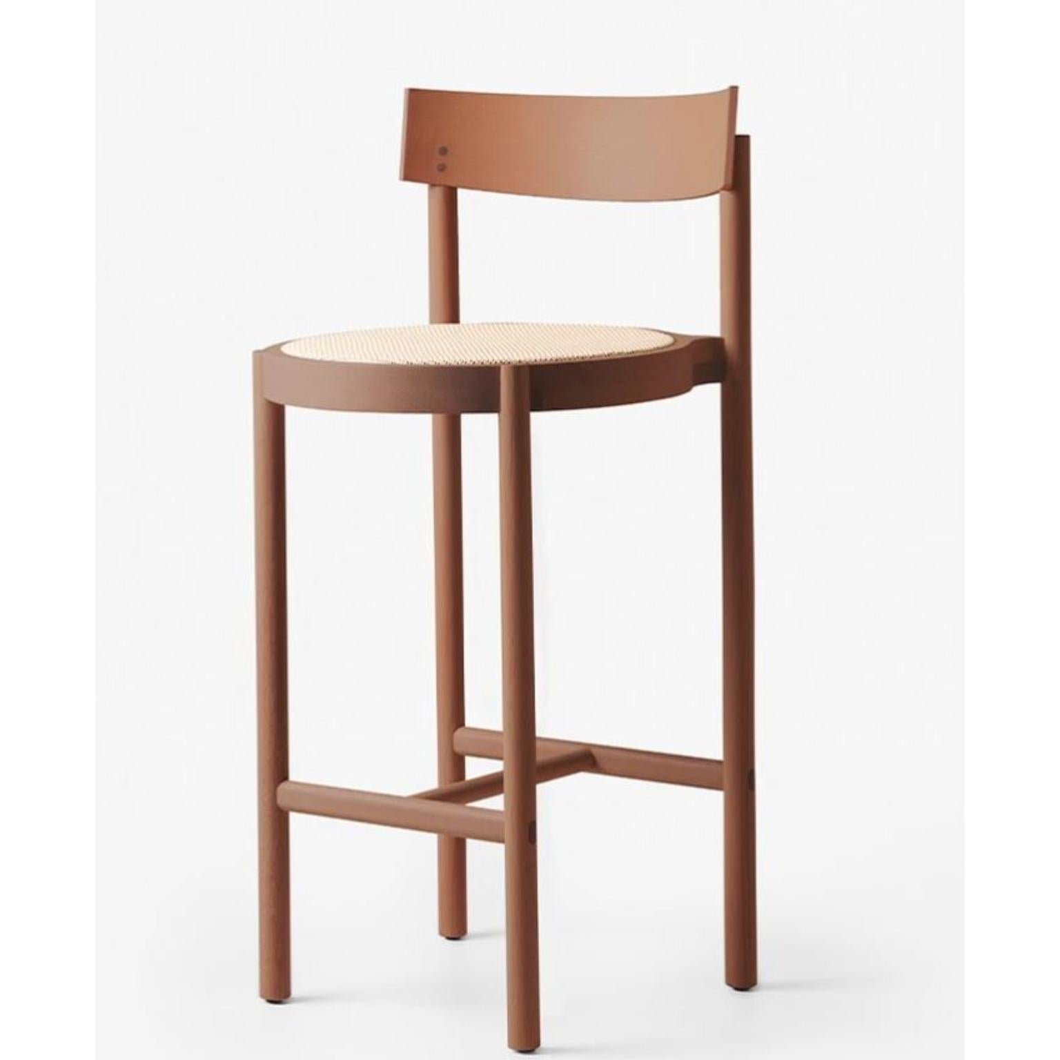 Brown Gravatá Bar Stool by Wentz
Dimensions: D 52 x W 47 x H 100 cm
Materials: Tauari Wood, Cane/Upholstery.
Weight: 4,4kg / 9,7 lbs

The Gravatá series synthesizes our vision regarding the functional and visual simplicity of furniture. Through soft