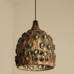 Braun-grüner Keramik-Anhänger mit Löchern, Dänemark, 1960er Jahre