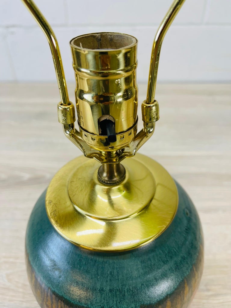 Brown and Green Pottery Table Lamp For Sale at 1stDibs