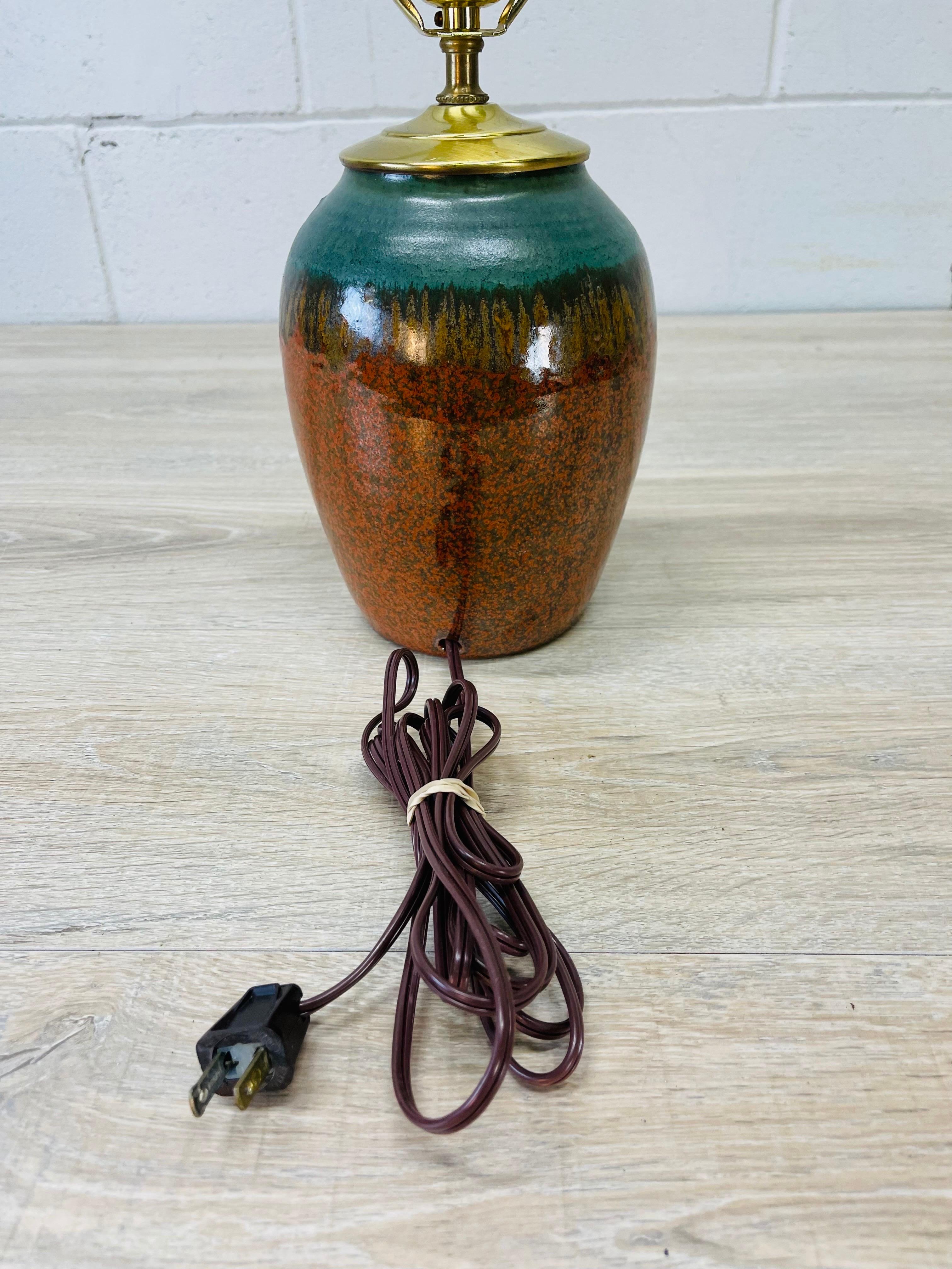 Brown & Green Pottery Table Lamp 1