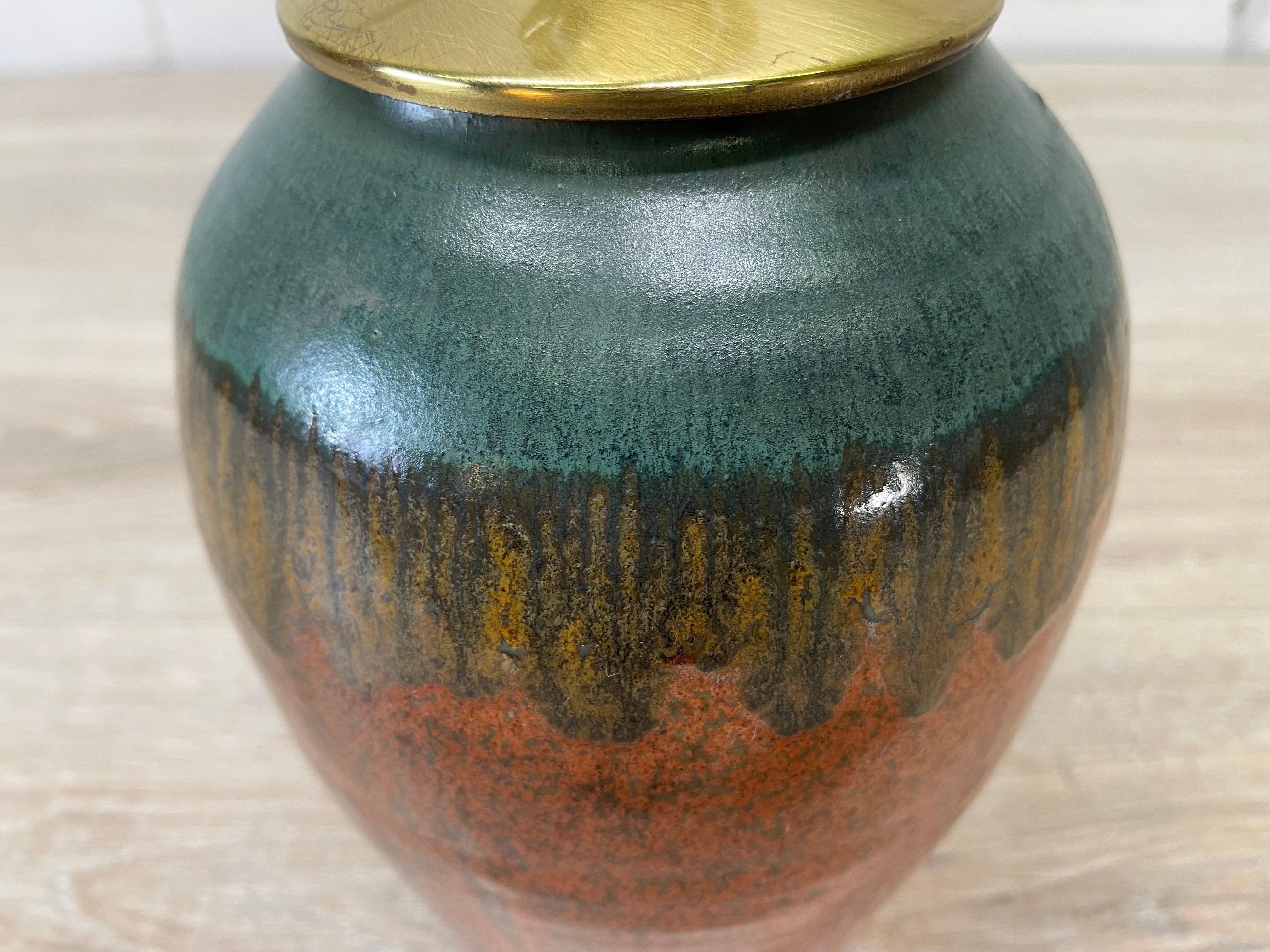 Brown & Green Pottery Table Lamp 3