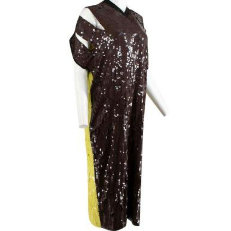 Brown & Green Sequin Long Dress In Excellent Condition For Sale In London, GB