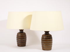 Brown "Grenade" Ceramic Lamps, France 1950's