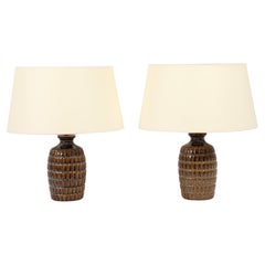Brown "Grenade" Ceramic Lamps, France 1950's