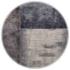 Contemporary Circular Resistant Brown Gray Blue Rug by Deanna Comellini ø200 cm