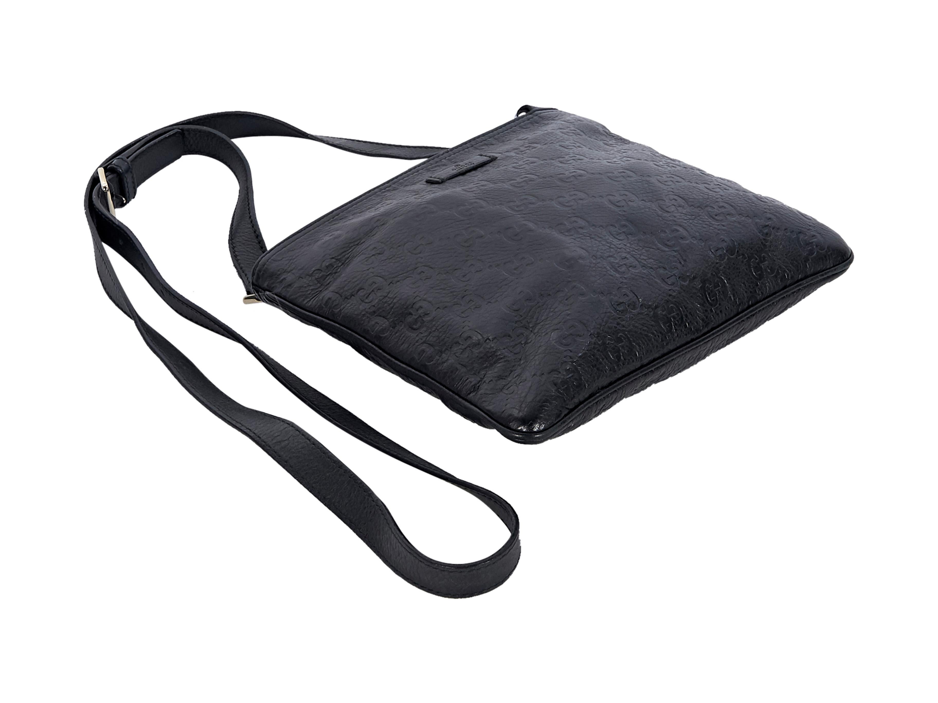 Black Gucci Brown Leather GG Monogram Crossbody Bag