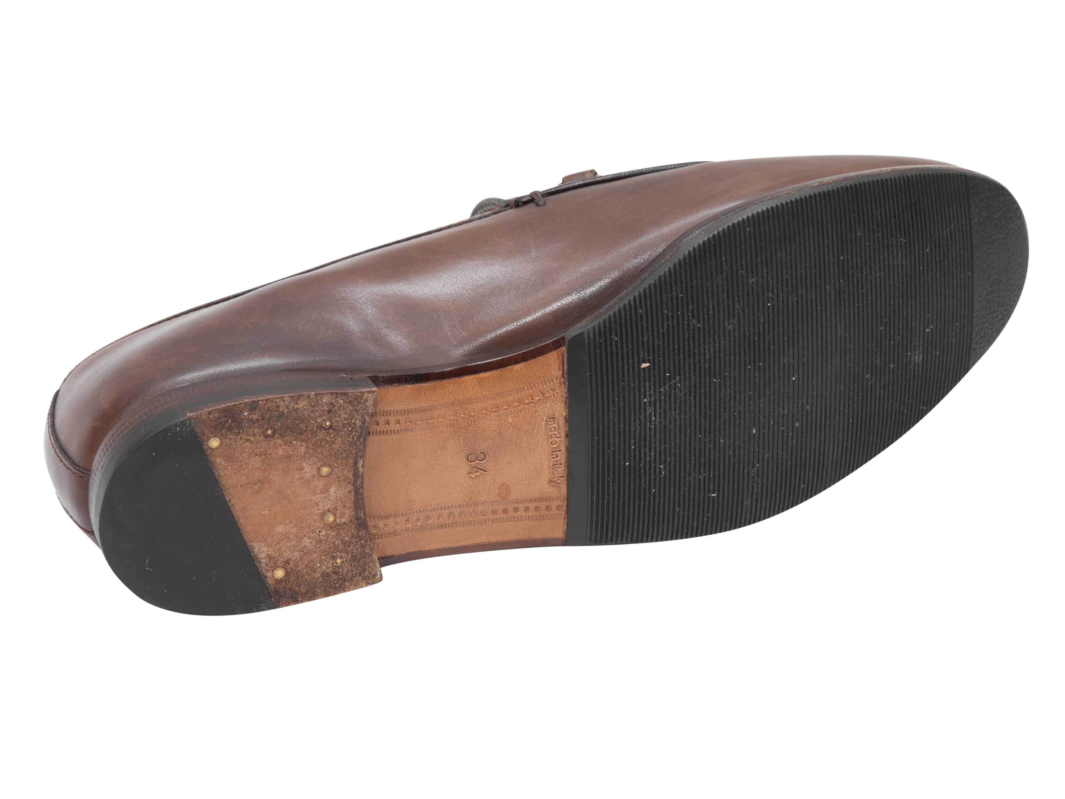Brown Gucci Leather Horsebit Loafers In Good Condition For Sale In New York, NY