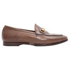Used Brown Gucci Leather Horsebit Loafers