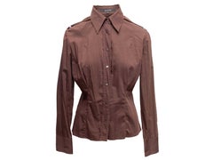 Brown Gucci Long Sleeve Button-Up Top Size IT 42