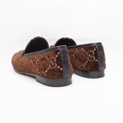 Brown Gucci Monogram Velvet Horsebit Loafers Size 41