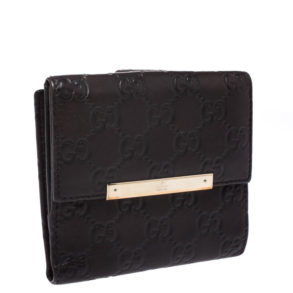 Black Brown Guccissima Leather French Flap Wallet