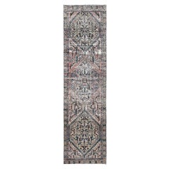 Brauner handgeknüpfter Abrash Vintage Nordwest Persisch Sauber Rustikal Wolle Läufer Teppich