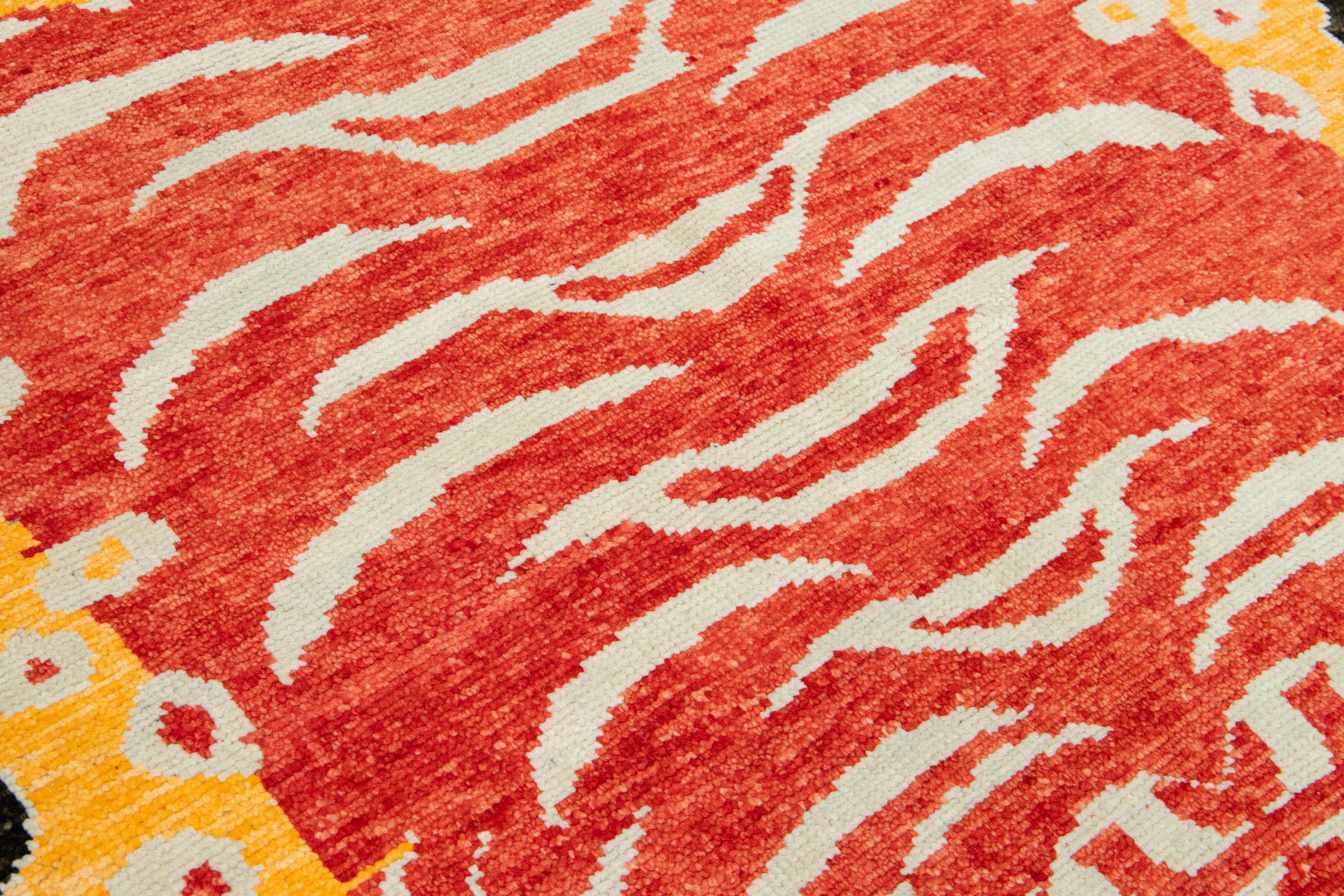 Brown Knots Rugs Contemporary en laine avec un motif de tigre en vente 1