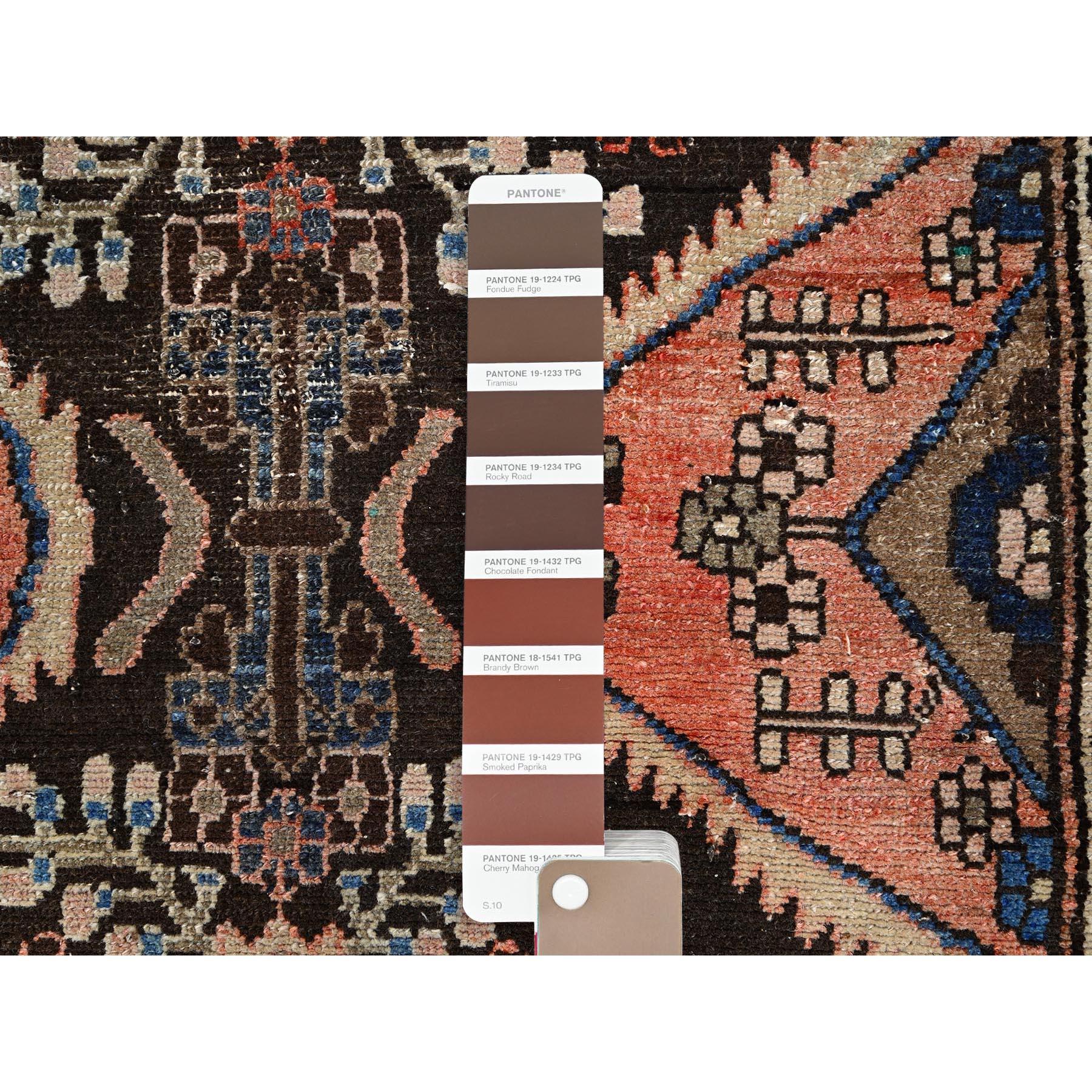 Brown Hand Knotted Old Persian Lilahan Distressed Runner Pure Wool Clean Rug In Excellent Condition For Sale In Carlstadt, NJ