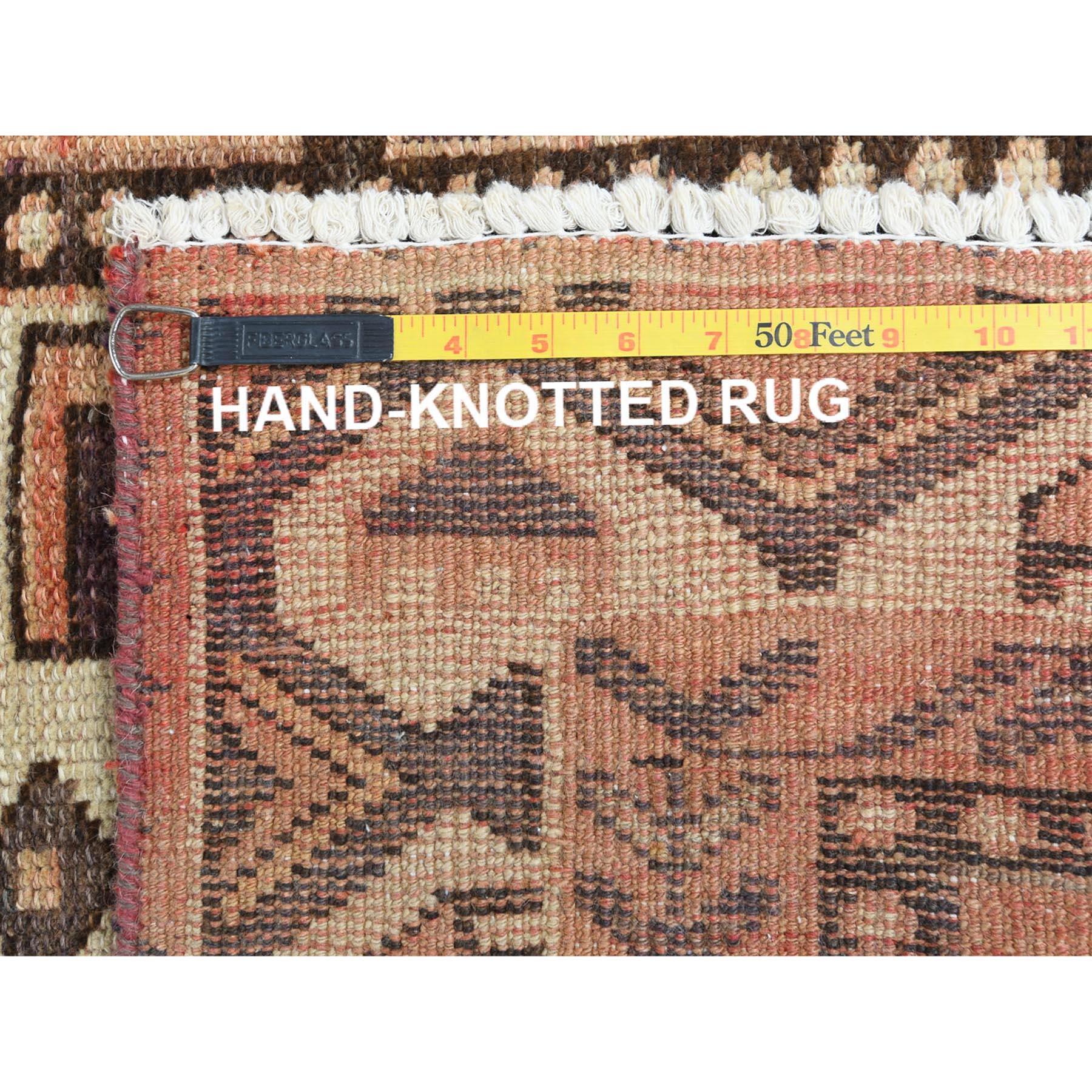 Brown Hand Knotted Vintage Persian Bakhtiar Worn Wool Distressed Look Rug For Sale 1