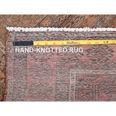 Brown Hand Knotted Vintage Worn Persian Baluch Abrash Clean Distressed Wool Rug