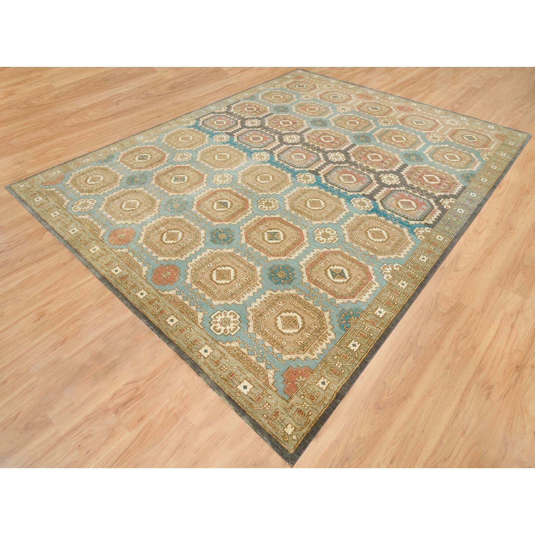 Indien Tapis d'Orient Brown noué à la main en laine caucasienne Motifs Gul Abrash 9'1