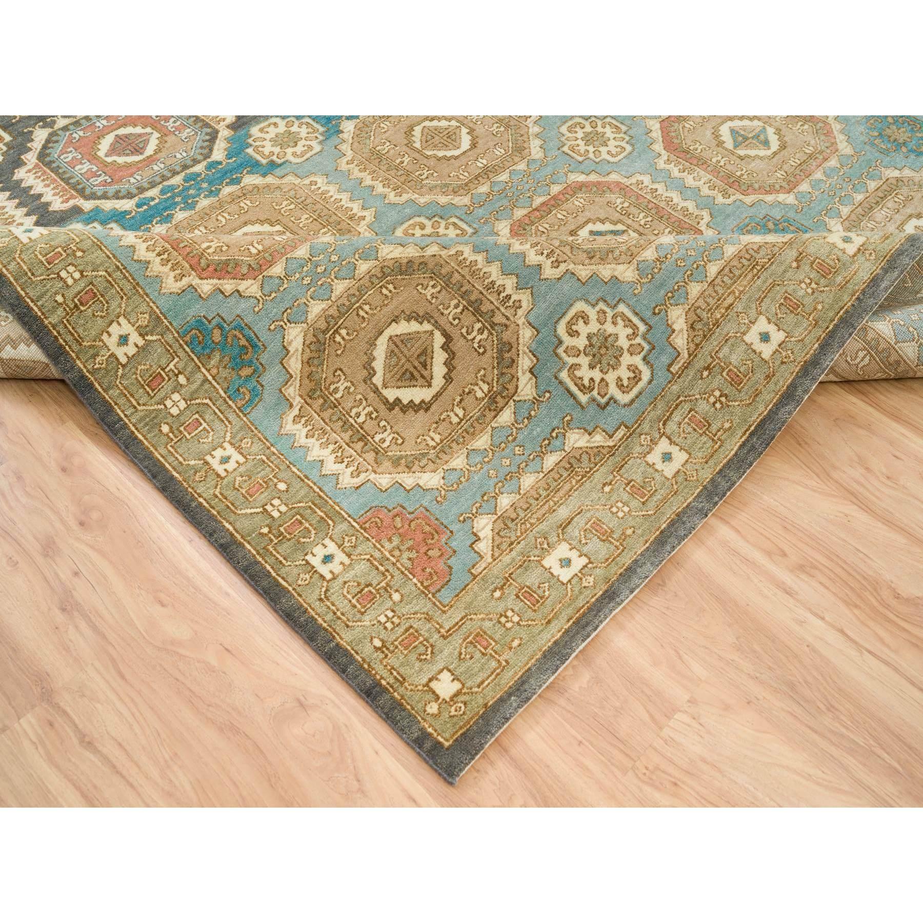 XXIe siècle et contemporain Tapis d'Orient Brown noué à la main en laine caucasienne Motifs Gul Abrash 9'1
