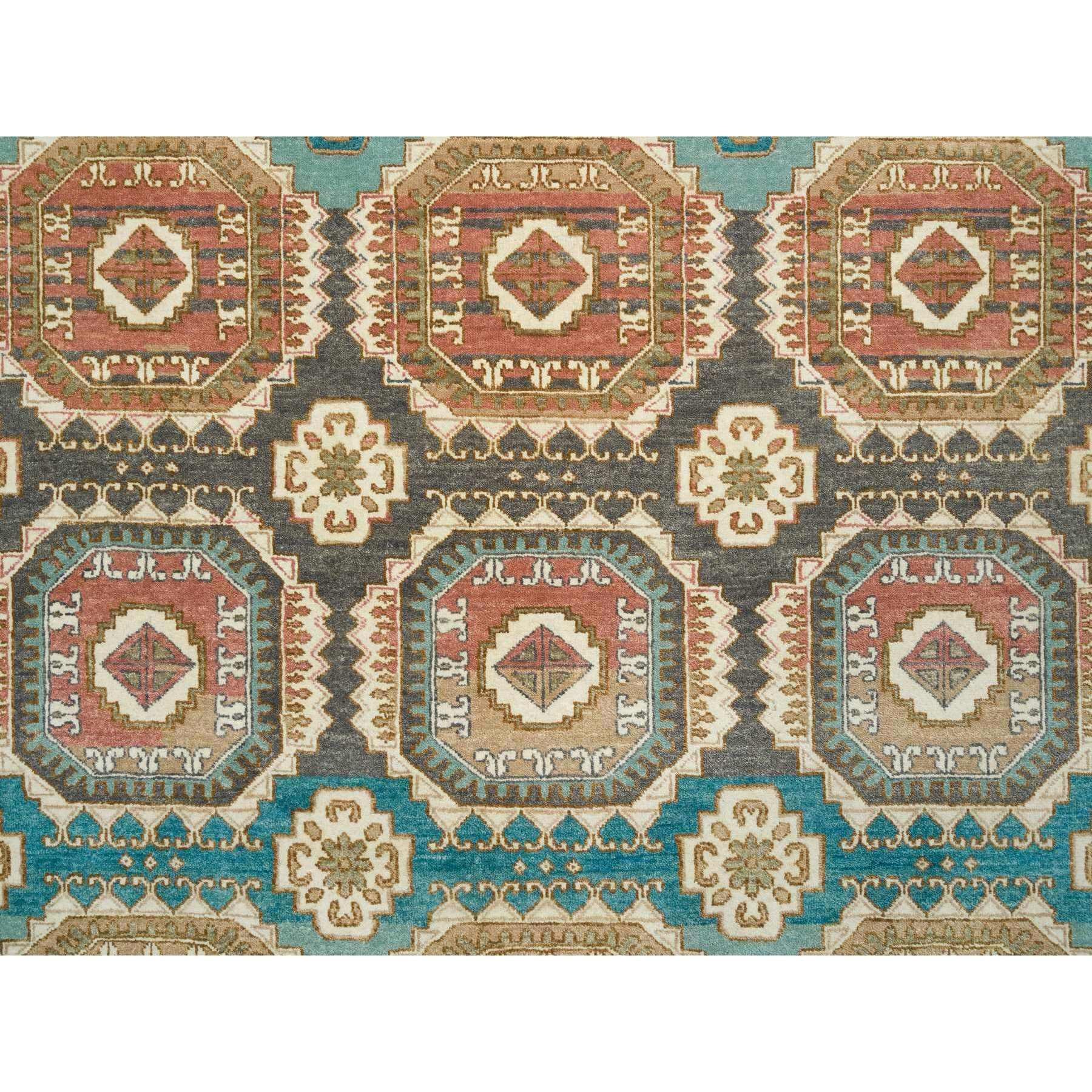Tapis d'Orient Brown noué à la main en laine caucasienne Motifs Gul Abrash 9'1
