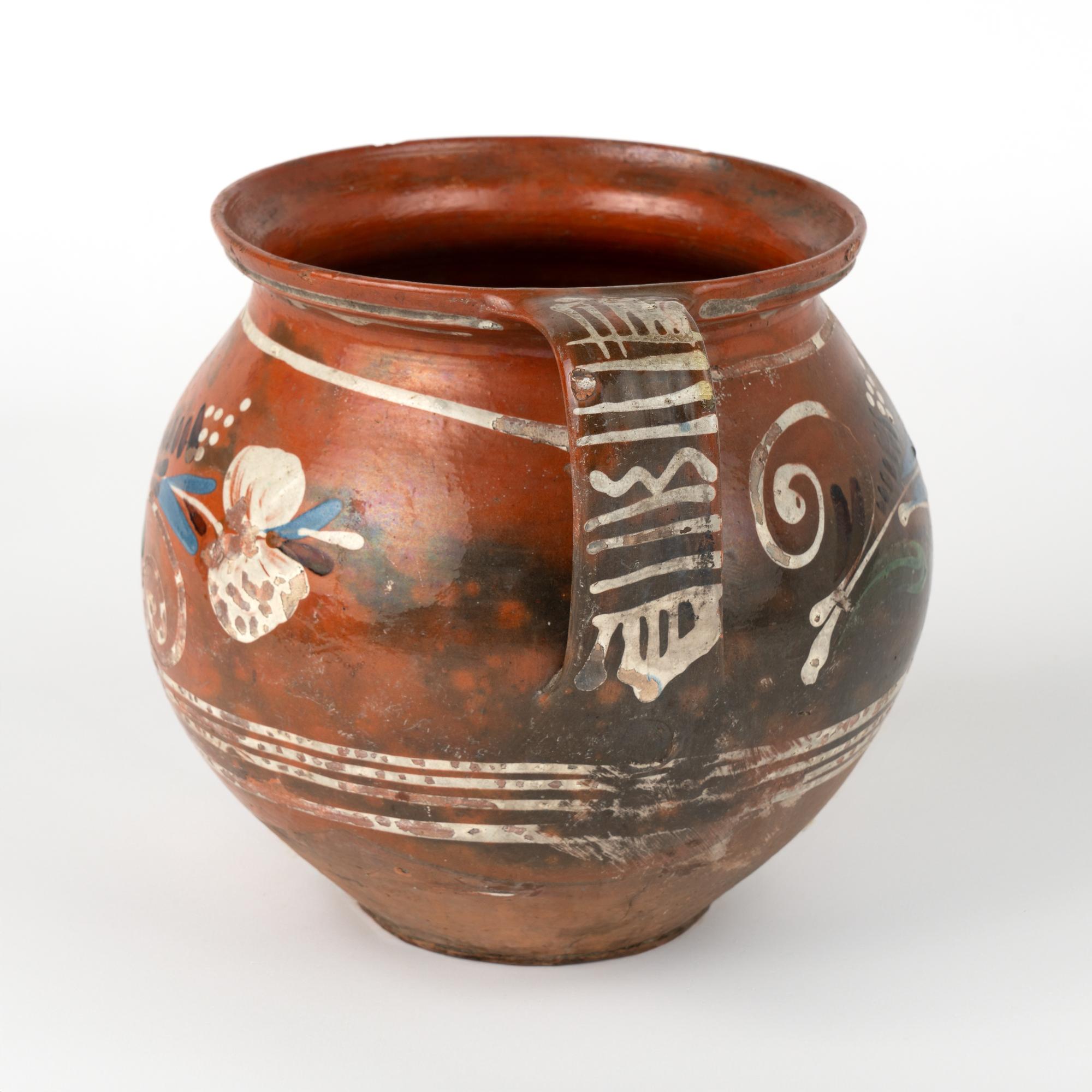 20th Century Brown Hand Painted Earthenware Pottery, Hungary circa 1900 For Sale