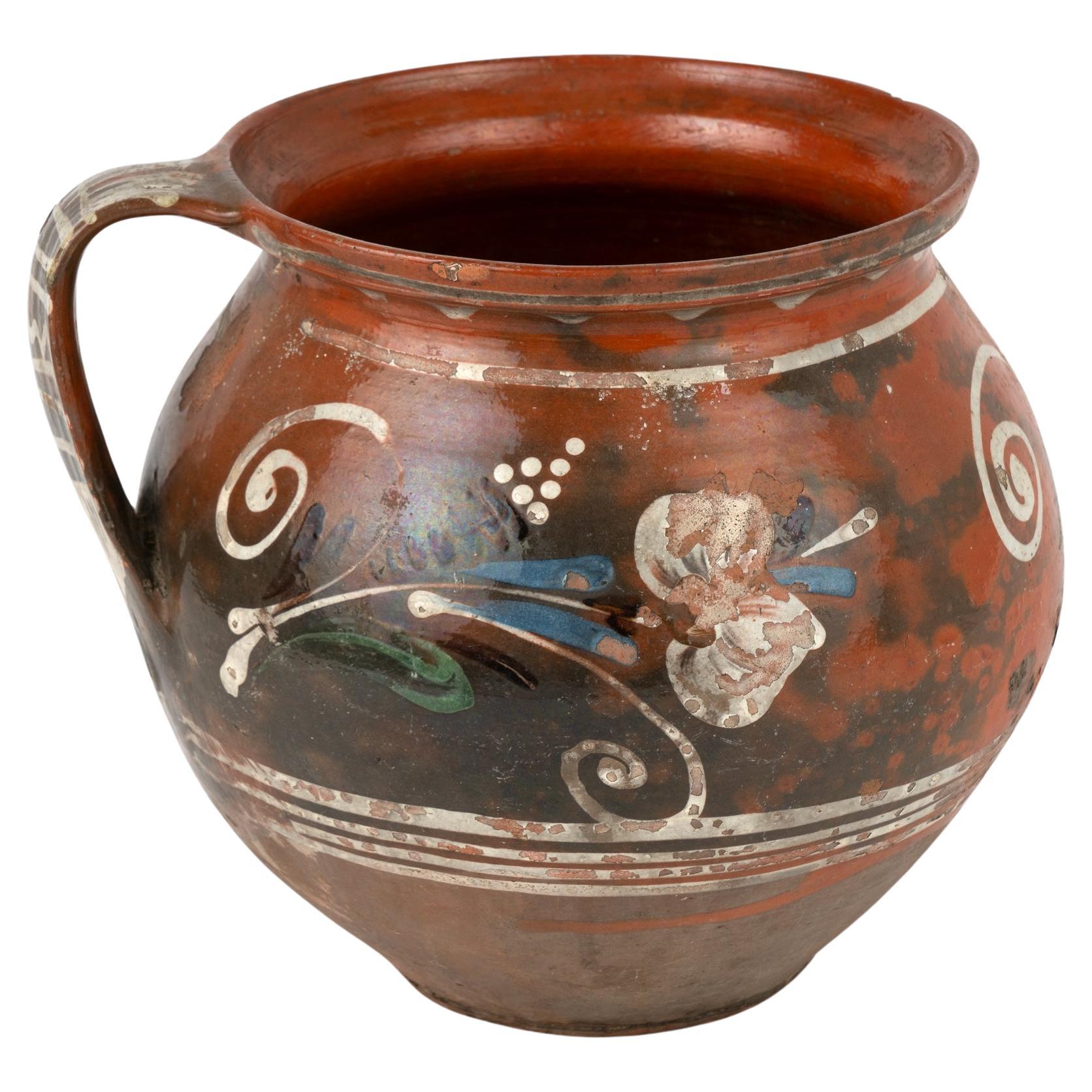 Brown Hand Painted Earthenware Pottery, Hungary circa 1900 For Sale