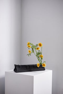 Brown Handcrafted Ceramic Paper Bag Vase with Earth-Toned Burnt Texture