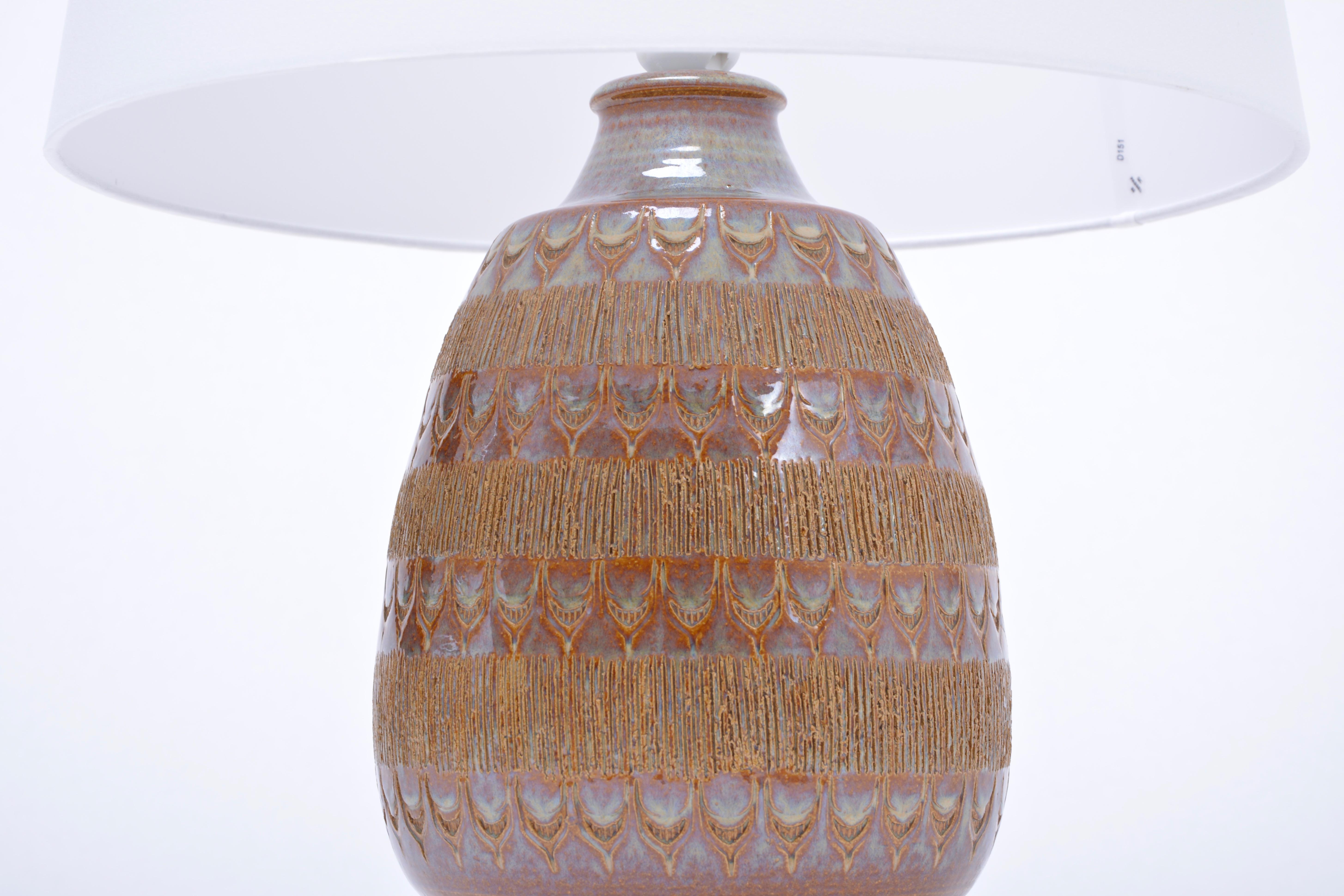 Ceramic Brown Handmade Mid-Century Modern Danish Stoneware Table Lamp by Soholm Stentoj