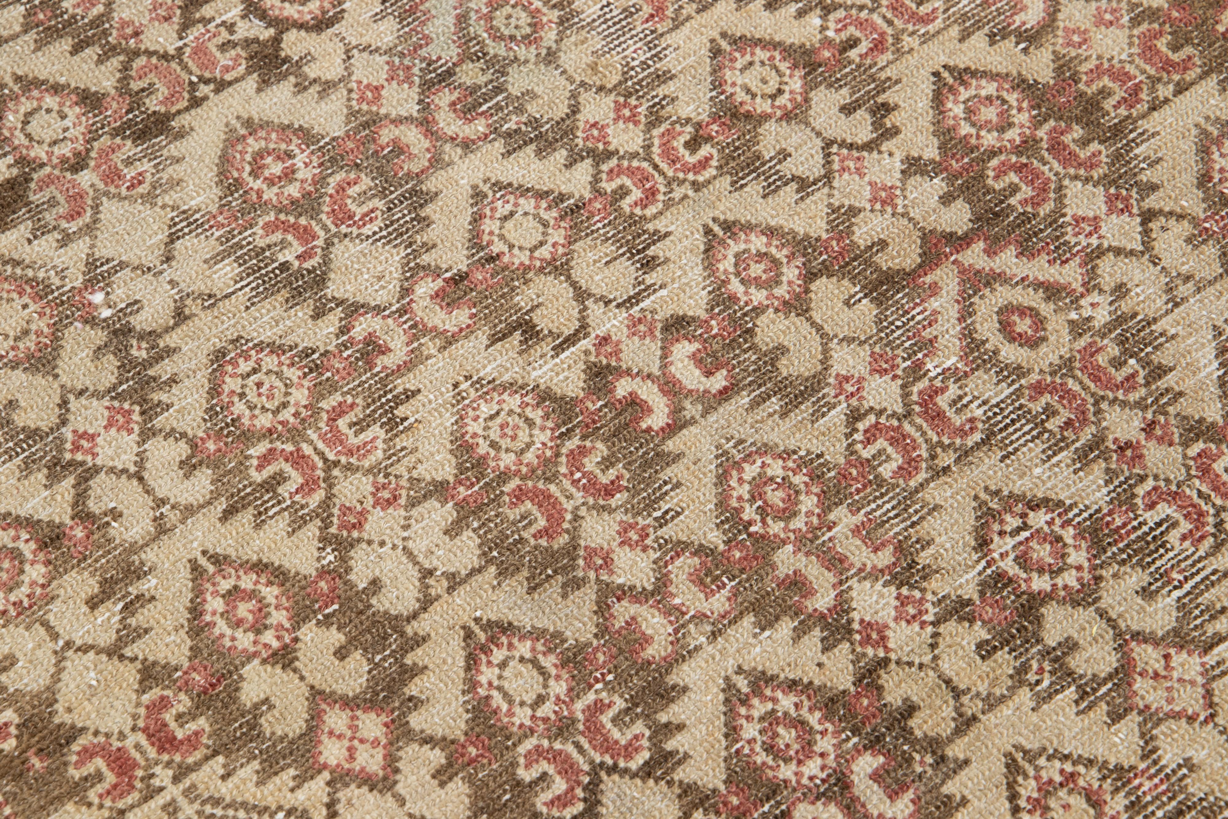 Tapis en laine persane Malayer à motif Allover, fait à la main, de couleur Brown  en vente 3