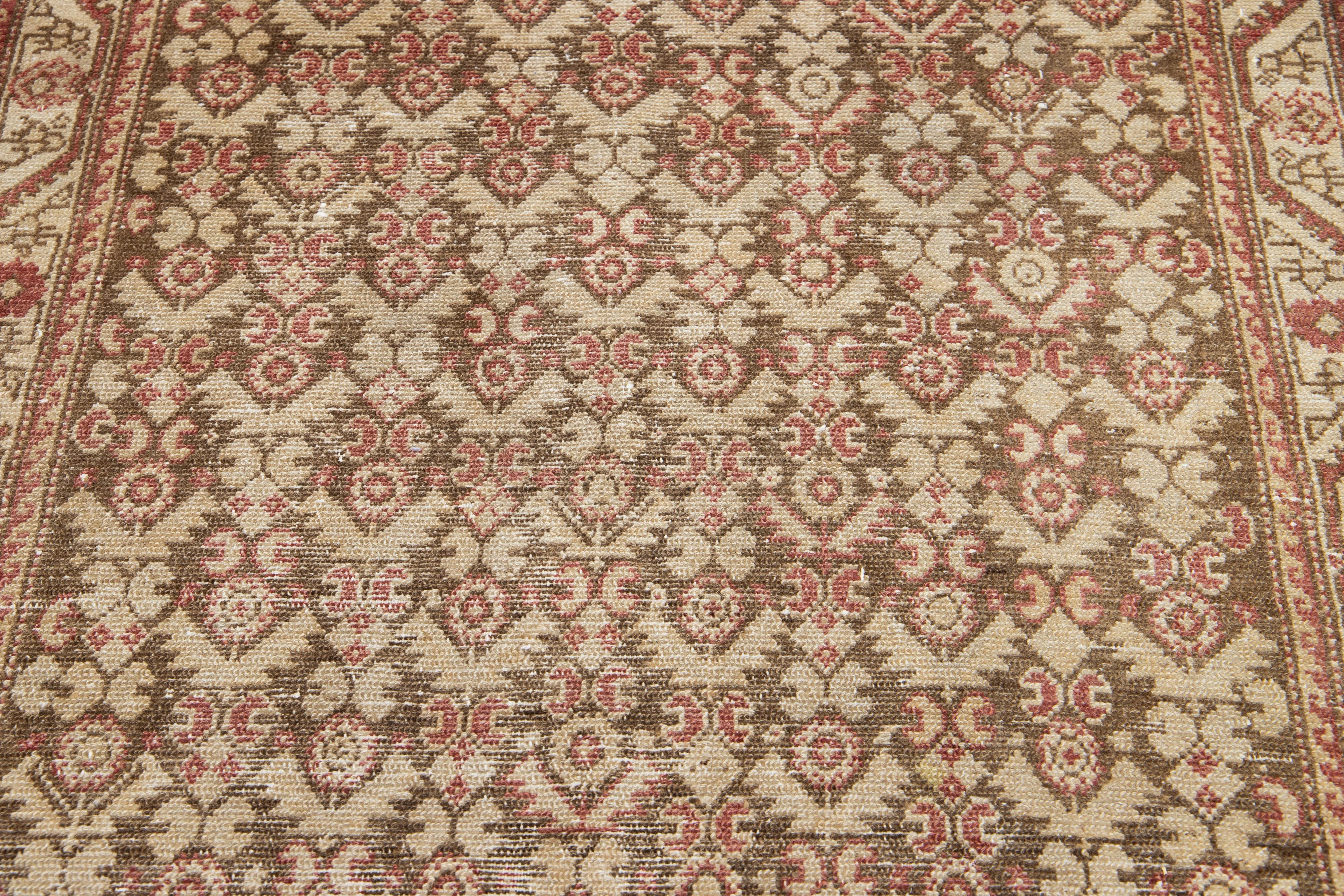 Tapis en laine persane Malayer à motif Allover, fait à la main, de couleur Brown  en vente 2