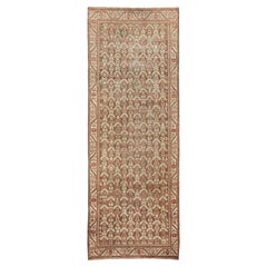 Brown Handmade Persian Malayer Wool Rug with Allover Pattern 